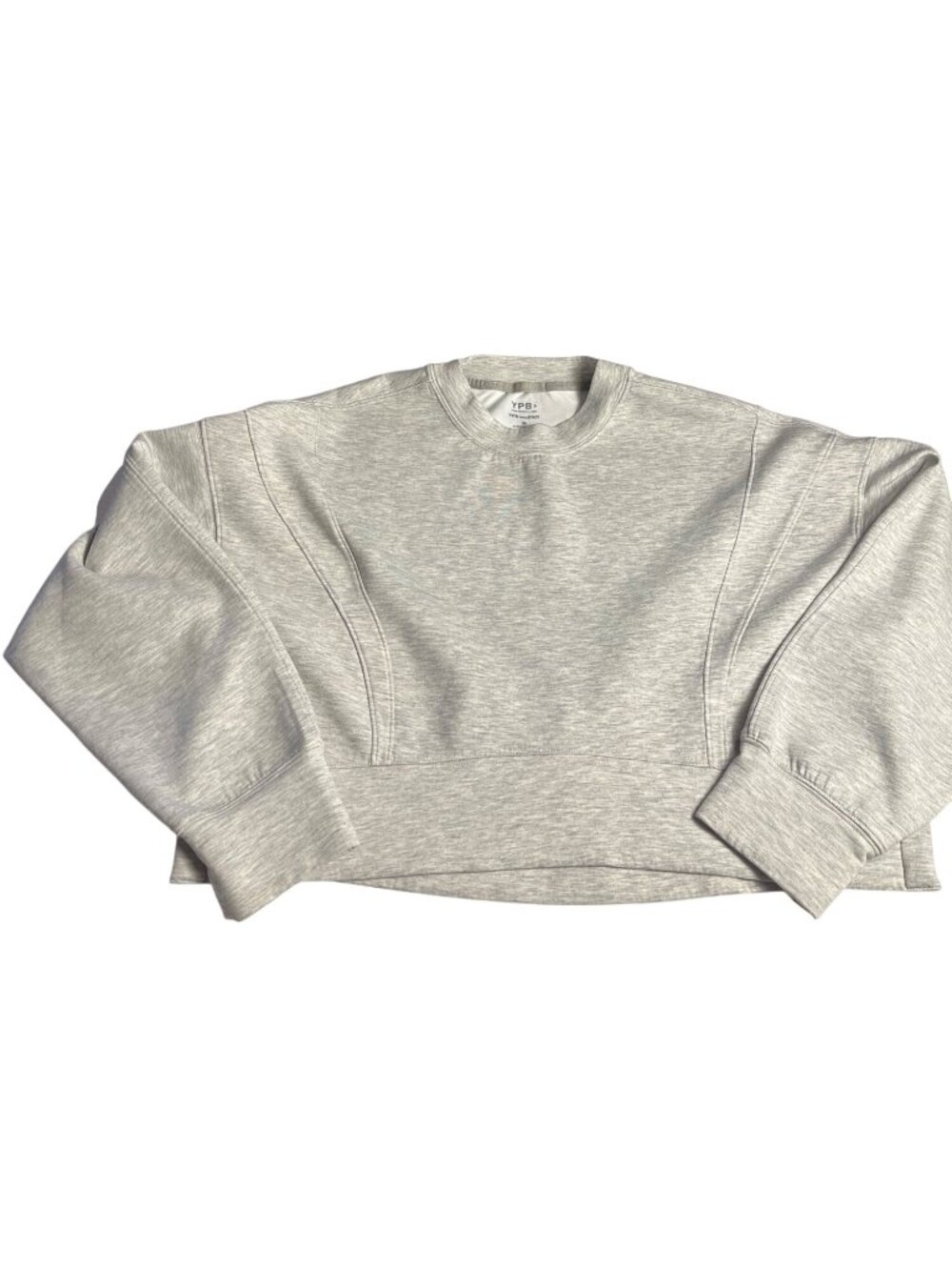 YPB Your Personal Best Womens Neoknit Crewneck  boxy crop Sweater M  light gray